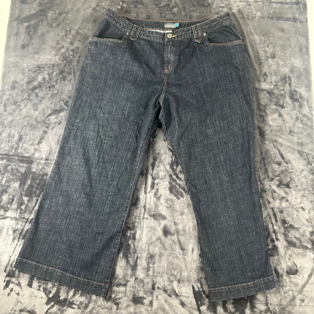 Venezia Trouser Jeans Women 18 Petite Blue Denim Wide Leg Stretch 3479